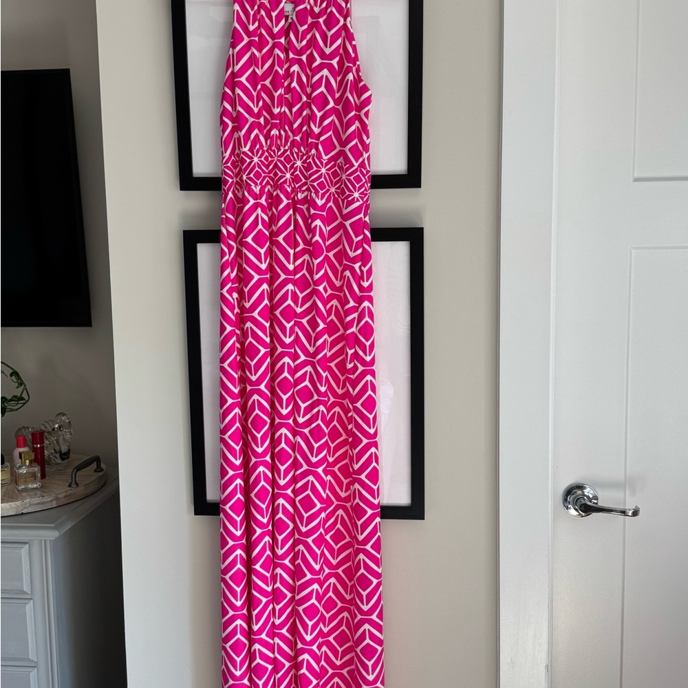 Jude Connally Pink Geometric Maxi Dress